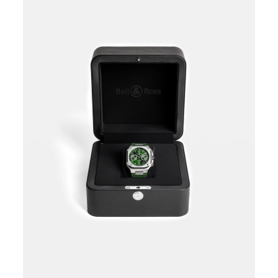 Vue de l’écrin de la montre Montre Bell & Ross BR-05 Chrono Green Steel Bracelet Caoutchouc Vert