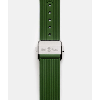 Vue de boucle de la Montre Bell & Ross BR-05 Chrono Green Steel Bracelet Caoutchouc Vert