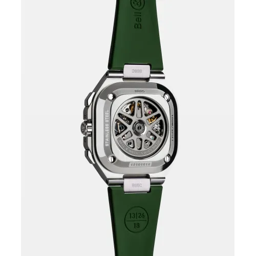 Photo montrant l'intégralité de la montre Montre Bell & Ross BR-05 Chrono Green Steel Bracelet Caoutchouc Vert