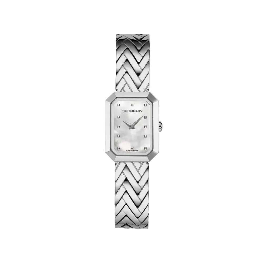Photo montrant l'intégralité de la montre Montre Herbelin Octogône – Chevrons – Acier & Nacre