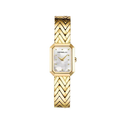 Photo montrant l'intégralité de la montre Montre Herbelin Octogône – Chevrons – PVD Or Jaune & Nacre