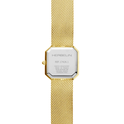 Vue de dos de la Montre Herbelin Octogône – Quartz – Doré & Maille Milanaise