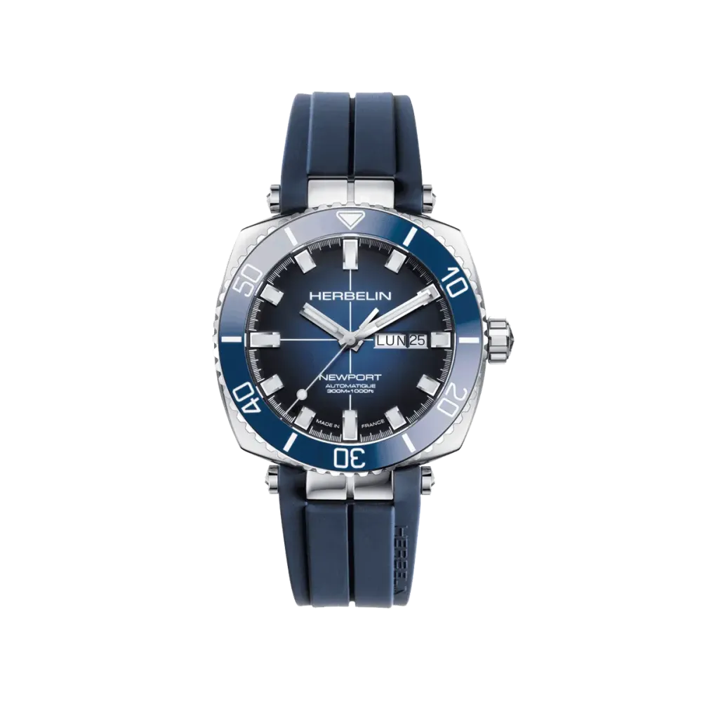 Photo montrant l'intégralité de la montre Montre Herbelin Newport – Diver Automatique – Acier & Bleu