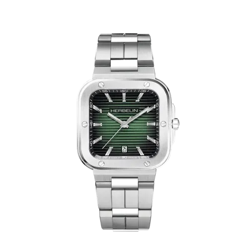 Photo montrant l'intégralité de la montre Montre Herbelin Cap Camarat – Square Quartz – Acier & Vert