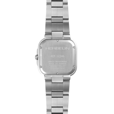 Vue de dos de la Montre Herbelin Cap Camarat – Square Quartz – Acier & Vert
