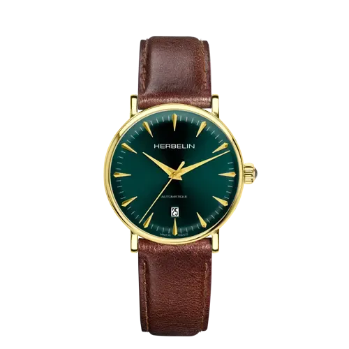 Photo montrant l'intégralité de la montre Montre Herbelin Inspiration – Automatique – Vert & Cuir Brun