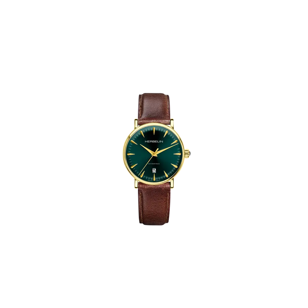 Photo montrant l'intégralité de la montre Montre Herbelin Inspiration – Automatique – Vert & Cuir Brun