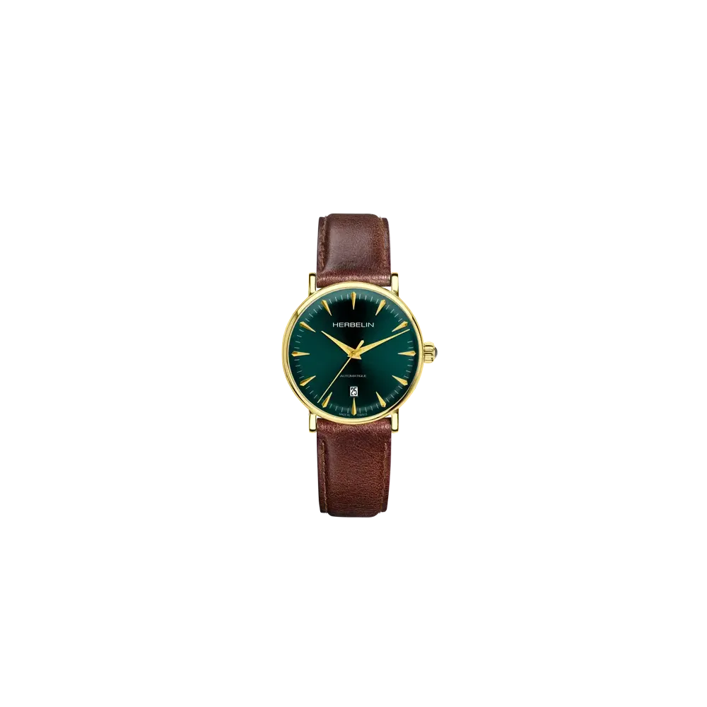 Photo montrant l'intégralité de la montre Montre Herbelin Inspiration – Automatique – Vert & Cuir Brun