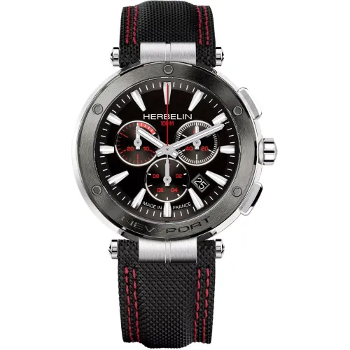 Photo montrant l'intégralité de la montre Montre Herbelin Newport – Chronograph – Noir & Rouge