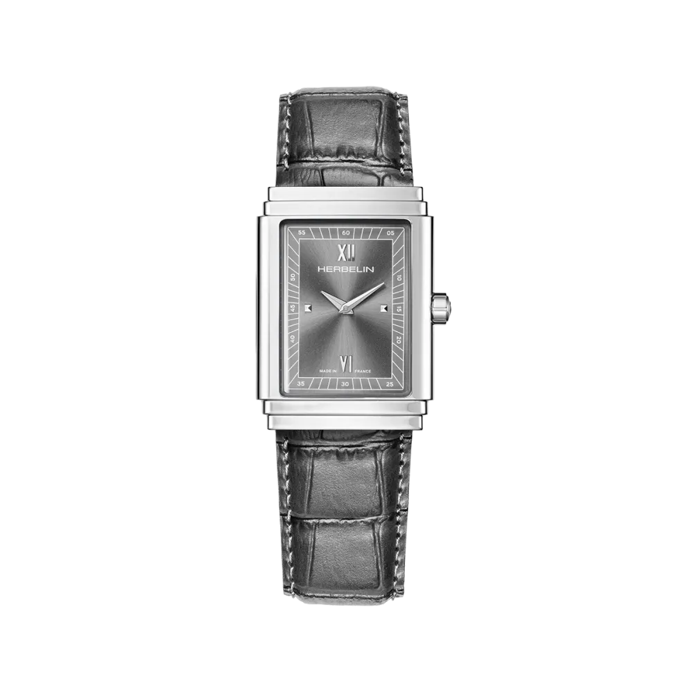 Photo montrant l'intégralité de la montre Montre Herbelin Art Déco – 1925’s – Anthracite