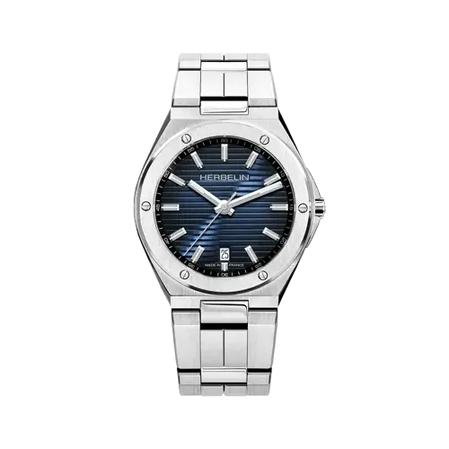 Photo montrant l'intégralité de la montre Montre Herbelin Cap Camarat – Quartz Date – Acier & Bleu Marine