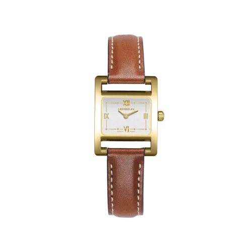 Photo montrant l'intégralité de la montre Montre Herbelin Ve Avenue – Quartz – PVD Or Jaune & Cuir Camélé