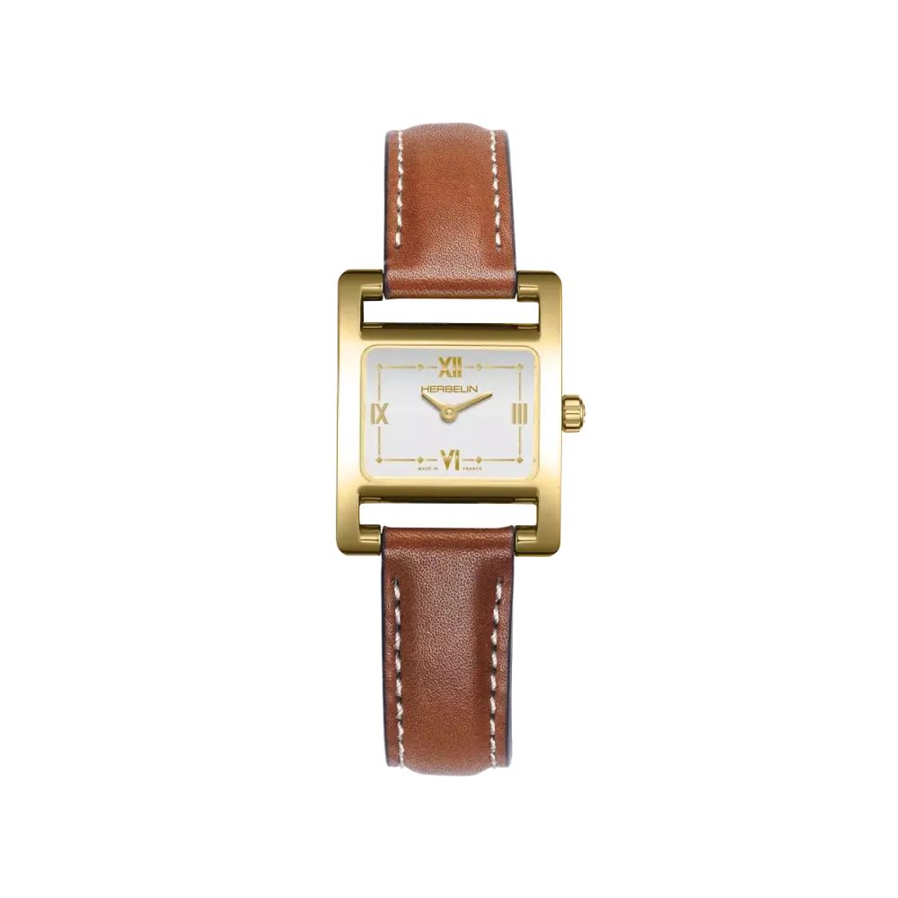 Photo montrant l'intégralité de la montre Montre Herbelin Ve Avenue – Quartz – PVD Or Jaune & Cuir Camélé