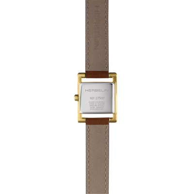 Vue de dos de la Montre Herbelin Ve Avenue – Quartz – PVD Or Jaune & Cuir Camélé