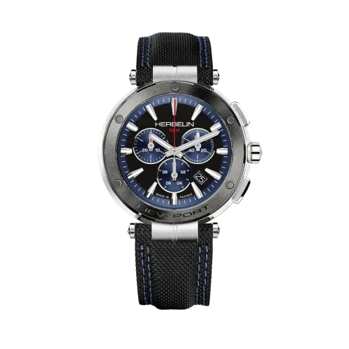 Photo montrant l'intégralité de la montre Montre Herbelin Newport – Chronographe – Acier PVD Noir