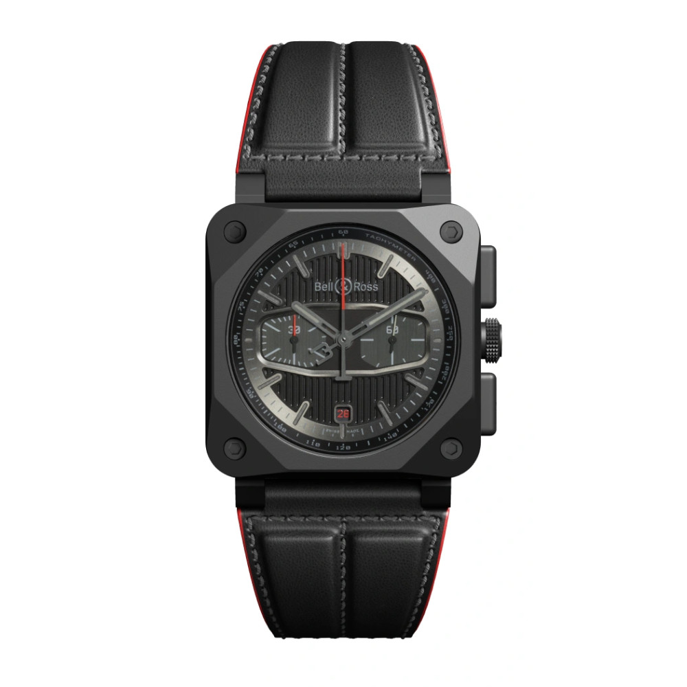 Vue complète de la montre BR-03 Chrono Blacktrack