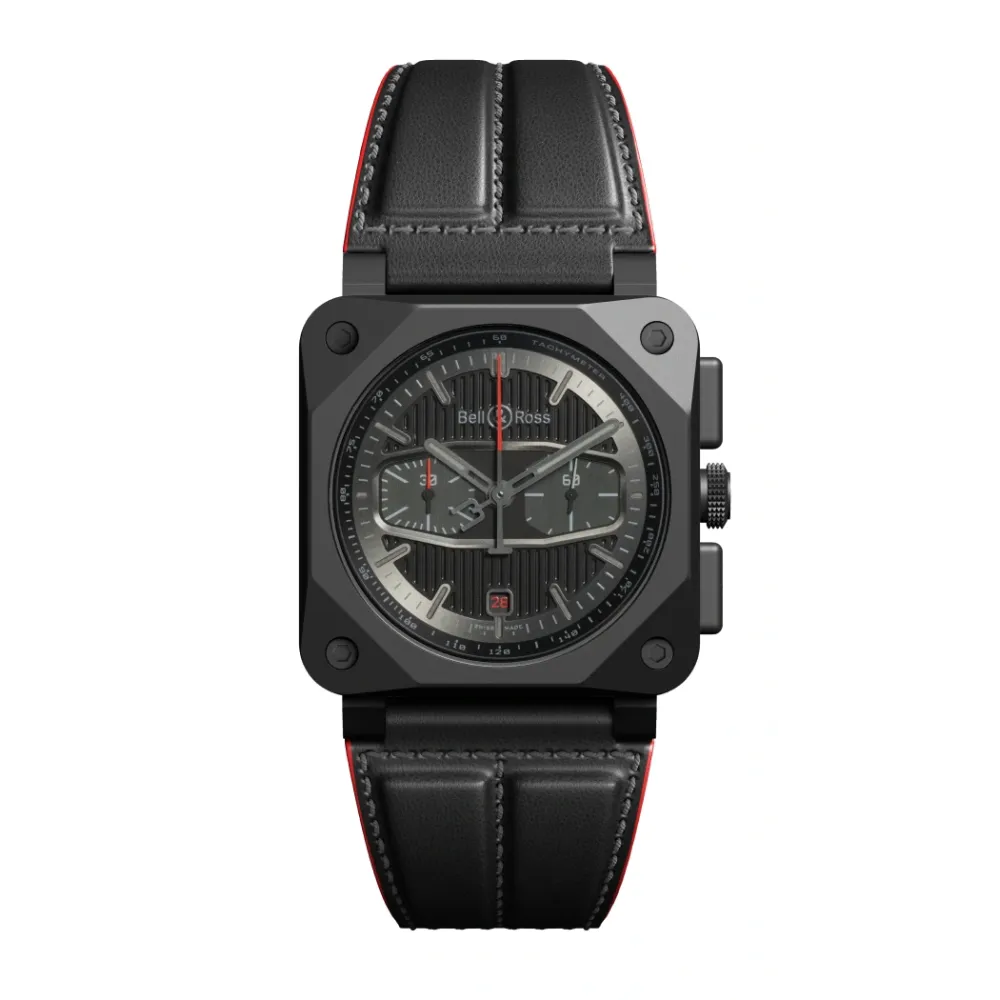 Vue complète de la montre BR-03 Chrono Blacktrack