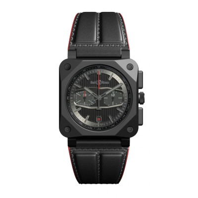 Vue complète de la montre BR-03 Chrono Blacktrack