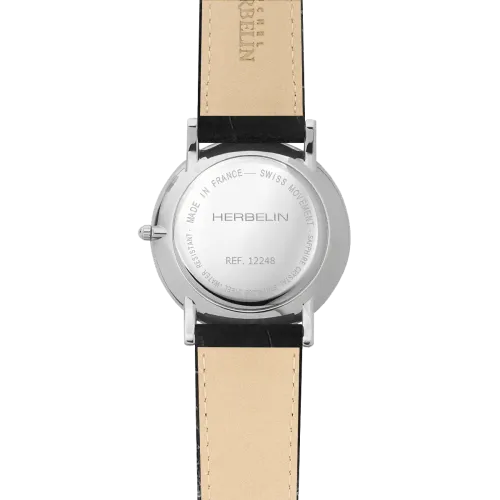 Photo montrant l'intégralité de la montre Montre Herbelin Classique – Quartz – Acier & Cuir Noir