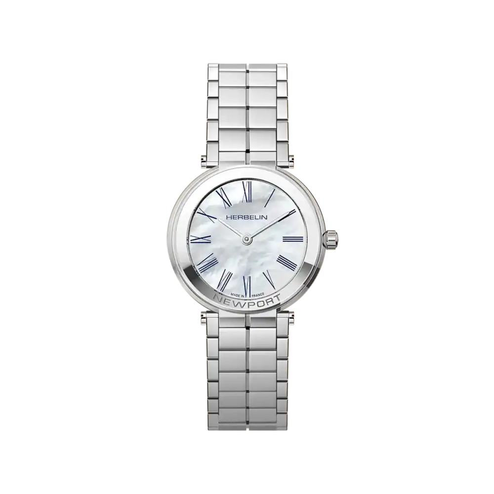 Photo montrant l'intégralité de la montre Montre Herbelin Newport – Slim Quartz – Acier & Nacre