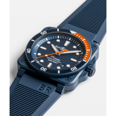 Zoom détaillé sur la montre Bell & Ross BR-03 Diver Tara