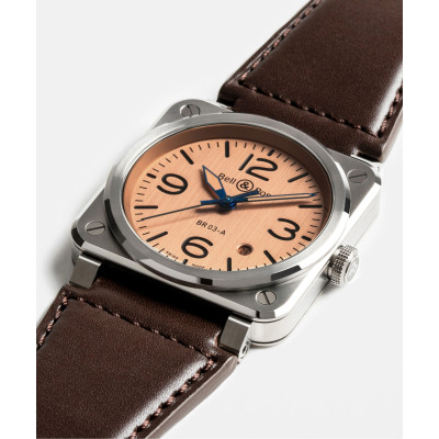 Zoom détaillé sur la montre Bell & Ross BR-03 Copper