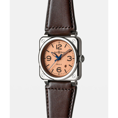 Vue profil de la montre Bell & Ross BR-03 Copper montrant la couronne