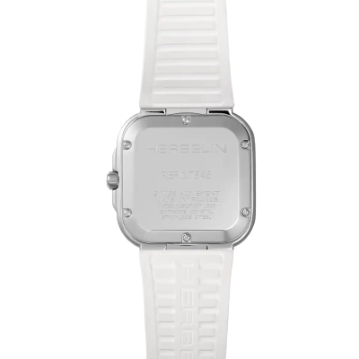 Vue de dos de la Montre Herbelin Cap Camarat – Square Dame – Champagne & Blanc