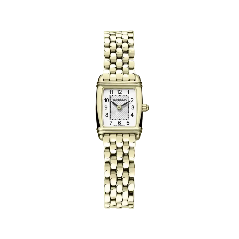 Photo montrant l'intégralité de la montre Montre Herbelin Art Déco – Tonneau Quartz – PVD Or Jaune