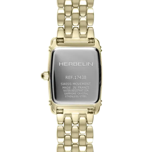 Photo montrant l'intégralité de la montre Montre Herbelin Art Déco – Tonneau Quartz – PVD Or Jaune