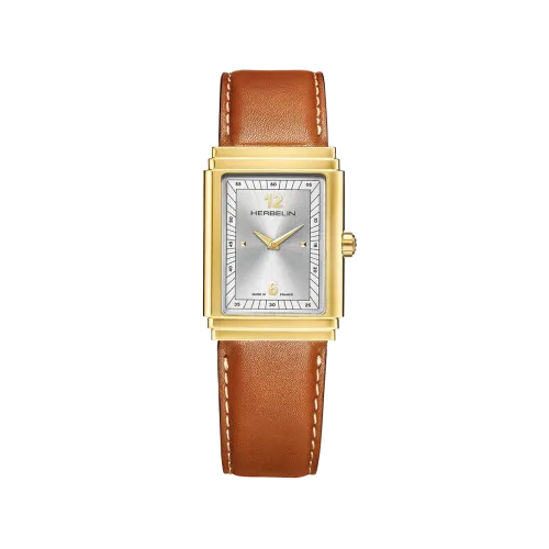 Photo montrant l'intégralité de la montre Montre Herbelin Art Déco – 1925’s – PVD Or Jaune & Cuir