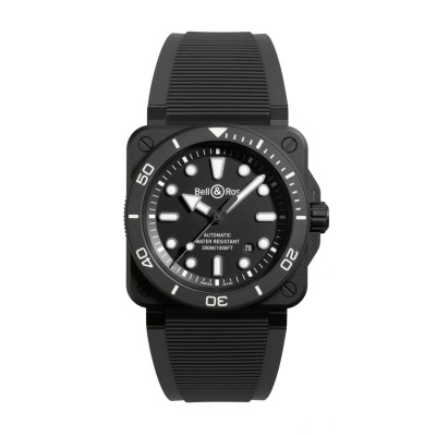 Photo montrant l'intégralité de la montre Bell & Ross BR-03 Diver Black Matte Ceramic.