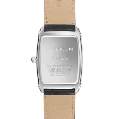Vue de dos de la Montre Herbelin Art Déco – Petite Seconde – Acier & Cuir