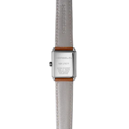 Photo montrant l'intégralité de la montre Montre Herbelin Art Déco – 1925’s – Acier & Cuir Camel