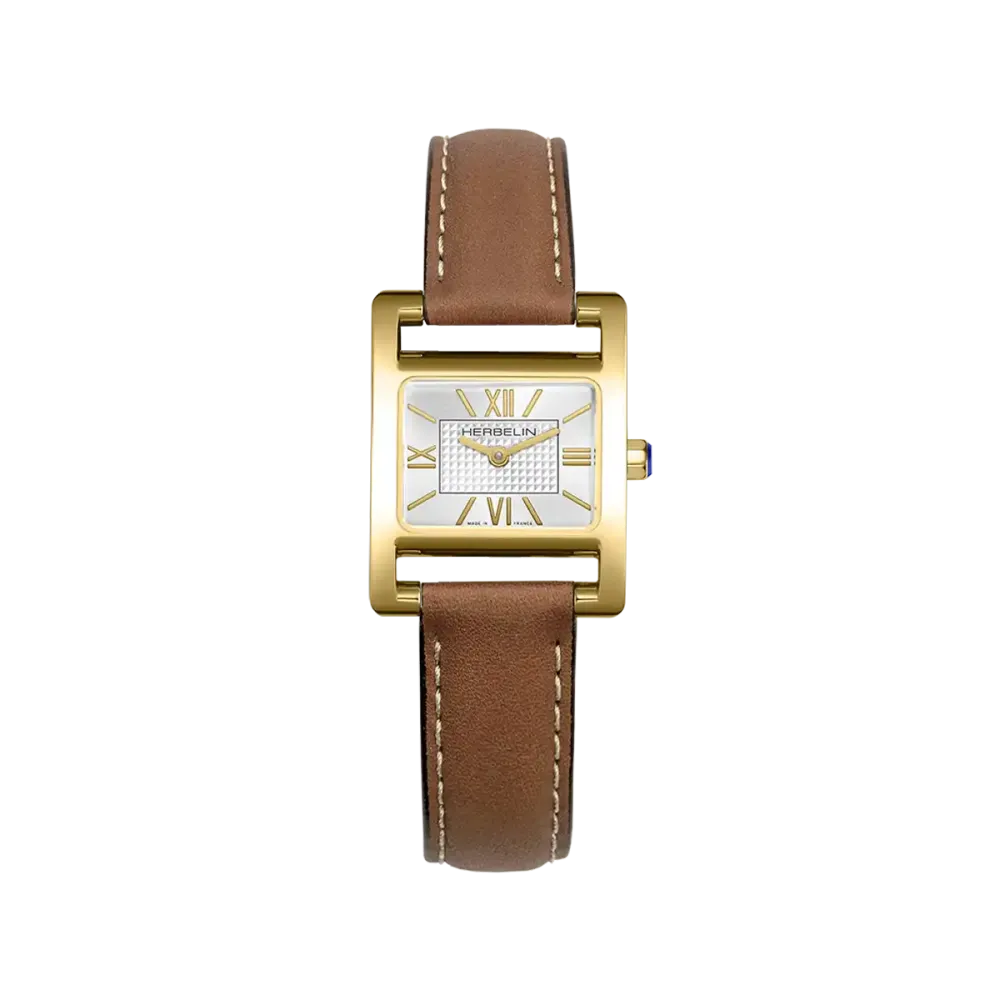 Photo montrant l'intégralité de la montre Montre Herbelin Ve Avenue – Quartz – PVD Or Jaune, Cuir & Index