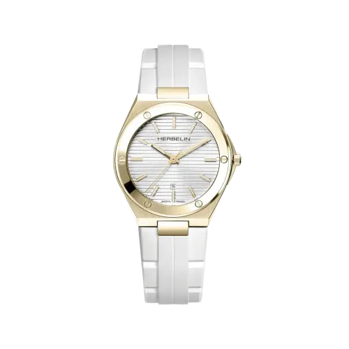 Photo montrant l'intégralité de la montre Montre Herbelin Cap Camarat – Quartz – PVD Or Jaune & Blanc