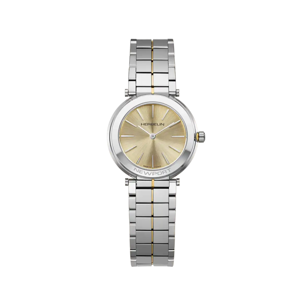 Photo montrant l'intégralité de la montre Montre Herbelin Newport Slim – Quartz – Champagne & Acier