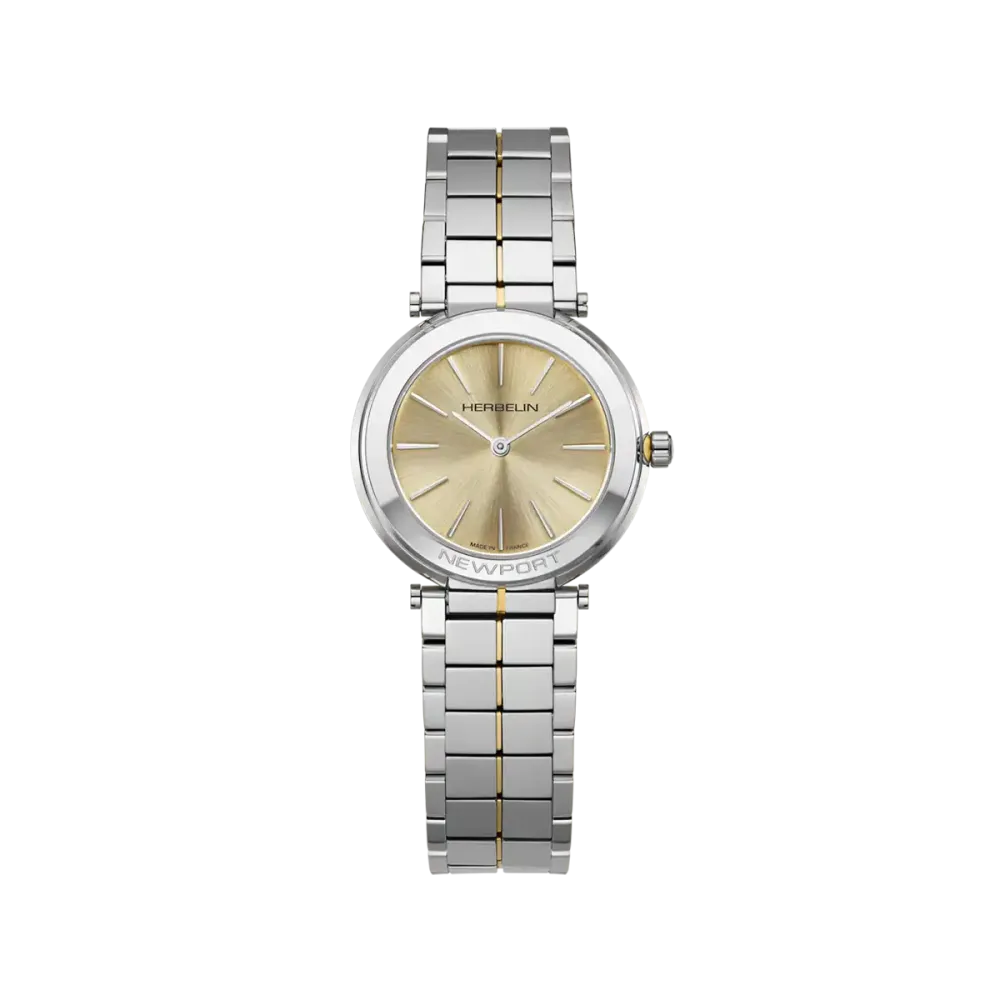 Photo montrant l'intégralité de la montre Montre Herbelin Newport Slim – Quartz – Champagne & Acier