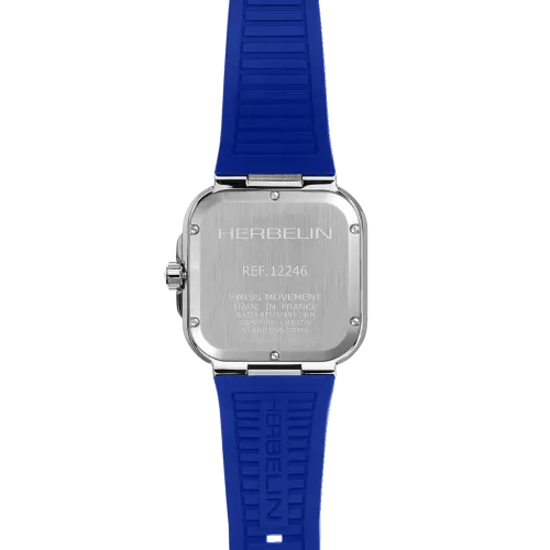 Photo montrant l'intégralité de la montre Montre Herbelin Cap Camarat Square – Quartz – Bleu & FKM Bleu