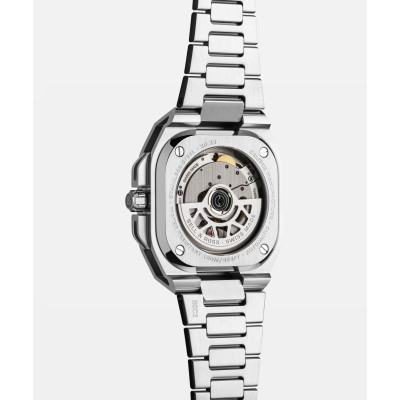 Vue de dos de la montre Bell & Ross BR-X5 Ice Blue Steel avec boîtier transparent