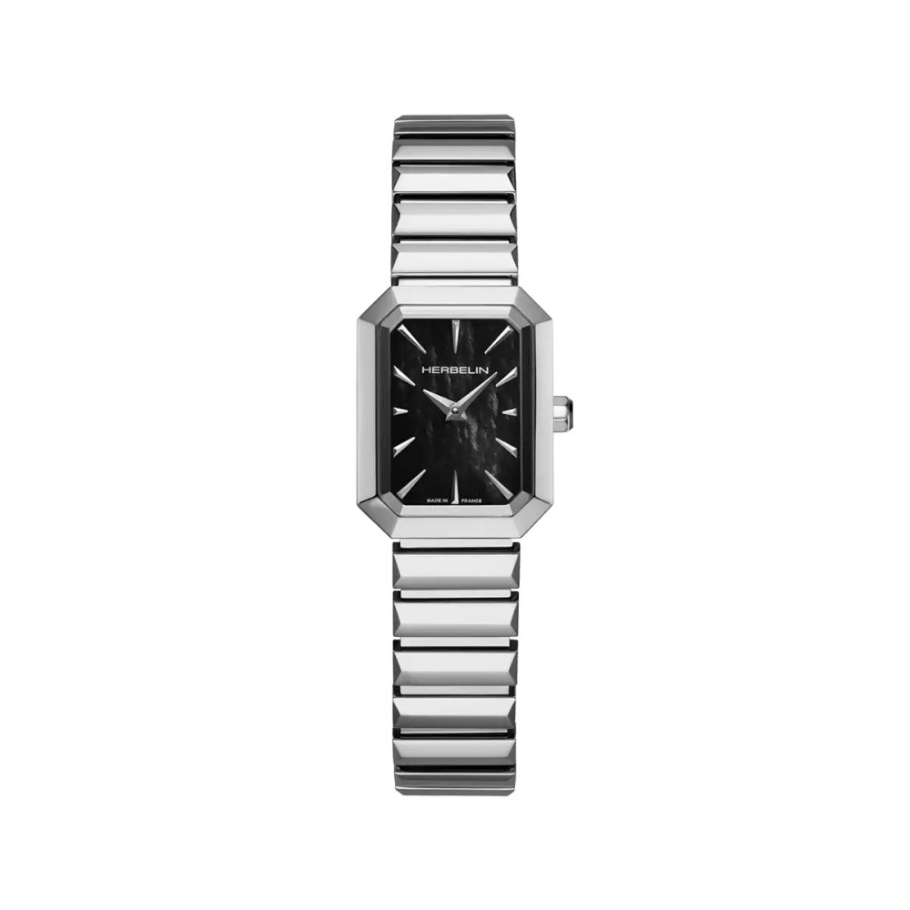 Photo montrant l'intégralité de la montre Montre Herbelin Octogône – Quartz – Nacre Noire & Acier