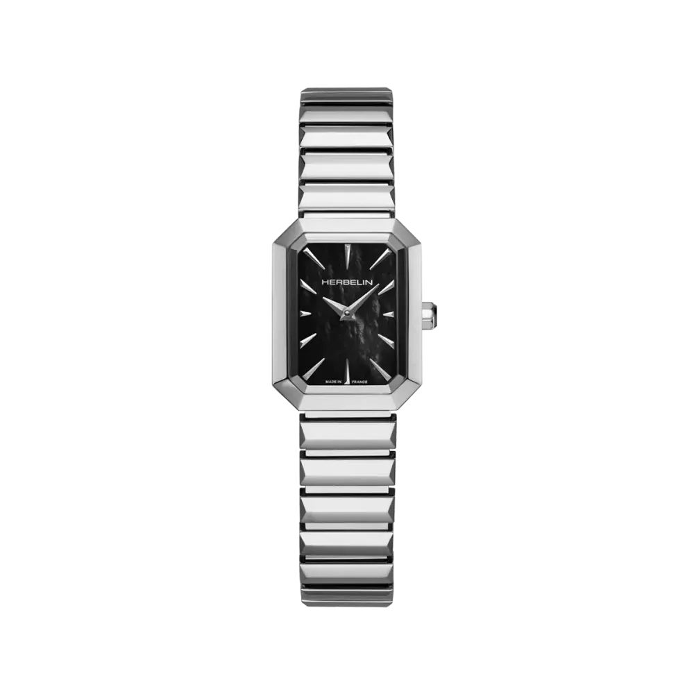 Photo montrant l'intégralité de la montre Montre Herbelin Octogône – Quartz – Nacre Noire & Acier