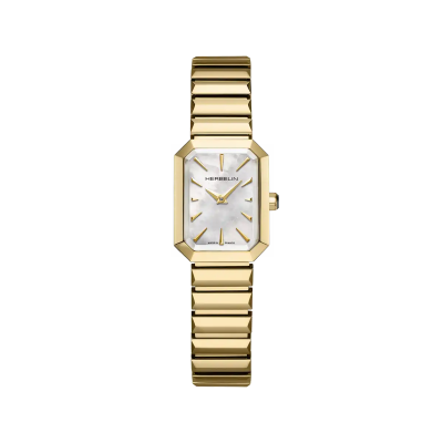 Photo montrant l'intégralité de la montre Montre Herbelin Octogône – Quartz – Nacre Blanche & PVD Or Jaune