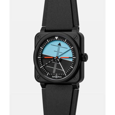 Vue profil de la montre Montre Bell & Ross BR-03 Horizon montrant la couronn