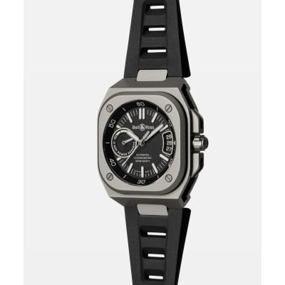 Vue profil de la Bell & Ross BR-X5 Black Titanium montrant la couronn