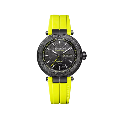 Photo montrant l'intégralité de la montre Montre Herbelin Newport – Carbone Titane Automatique – Jaune