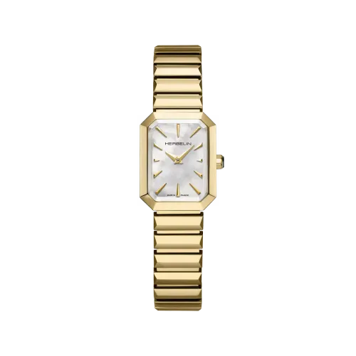 Photo montrant l'intégralité de la montre Montre Herbelin Octogône – Quartz – Nacre Blanche & PVD Or Jaune