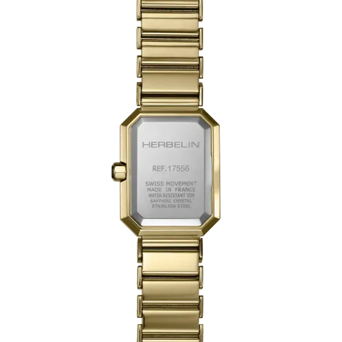 Photo montrant l'intégralité de la montre Montre Herbelin Octogône – Quartz – Nacre Blanche & PVD Or Jaune