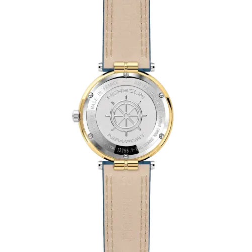 Vue intégrale de la Montre Herbelin Newport – Héritage Originals – Cuir Bleu