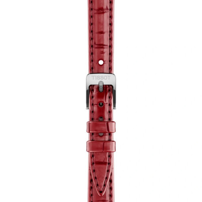 Vue de boucle de la Montre Tissot SRV Cadran Rouge Bracelet Cuir Rouge